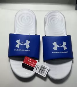 Size 11 - UnderArmour Men's Ansa Fix Slide Sandal - Halo Gray / Royal BRAND NEW - Picture 1 of 4