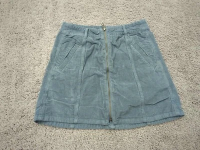 American Eagle Skirt Womens 2 Blue Corduroy Zip Up High Rise A-Line Boho Mini - Image 1 of 4