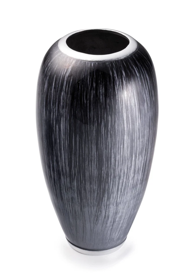 RECYCLED ALUMINIUM VASE WITH GREY ENAMEL FINISH FAIR TRADE HANDMADE 28 cm HIGH - Image 1 of 1