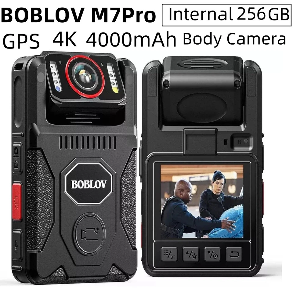 BOBLOV M7Pro 4K Internal 256G GPS Body Worn Camera Police Body Camera with Audio