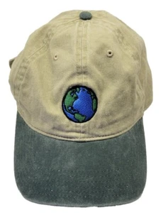 Dtto Planet Earth Embroidery Beige Tan Green Buckle Baseball Cap Hat - Picture 1 of 11