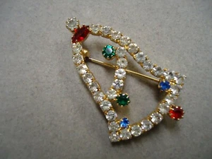 Vintage funkelnde Strass Nieten große Weihnachtsglocke Urlaub Brosche Anstecknadel - Bild 1 von 4