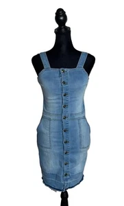 Hudson Blue Button Front Sleeveless Denim Mini Stretched Jean Dress Girls L - Picture 1 of 10