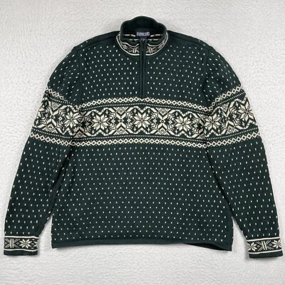 Suéter Lands End Para Hombres Grande Tejido Verde Fair Isle Hong Kong De Colección 1/4 Cremallera De Colección Foto 1 de 4