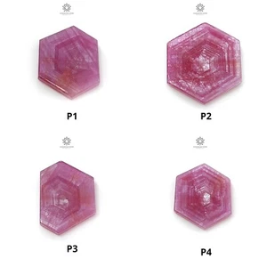 Piedra preciosa trapiche de zafiro rosa brillo romero natural hexágono 1 pieza para joyería - Imagen 1 de 13