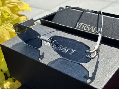 Gafas de sol Versace VE2274 100080 plateadas/azul oscuro ovaladas para mujer auténticas Foto 1 de 4