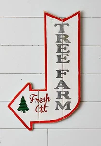 New Primitive Rustic Farmhouse FRESH CUT CHRISTMAS TREE FARM ARROW Sign 24" - Picture 1 of 1