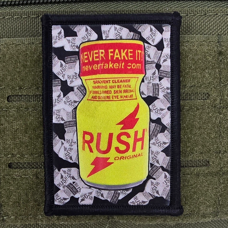 Rush Patch Poppers Moral Tactical Military Army USA Flag Hook & Loop 3x2 - Image 1 of 4