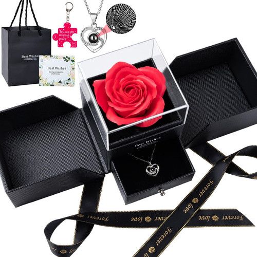 Rose per Lei Rose Regalo Con Collana E Portachiavi Coppia San Valentino Regalo