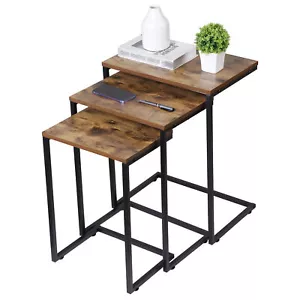 C Shaped End Table Side Table for Couch Bed Small Set of 3 for Living Room Yard - Picture 1 of 24