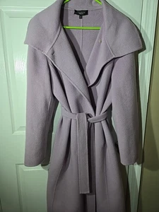 TALBOTS Wool Blend Lavender Wrap Coat Sz 16 Lg Pockets 43" Long - Picture 1 of 6