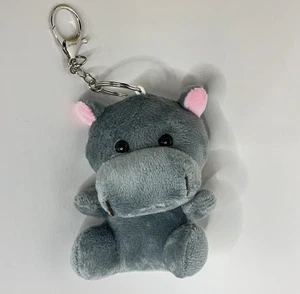 Hippo Keychain Mini 4" Plush Stuffed Animal Toy Soft Cute - Picture 1 of 7