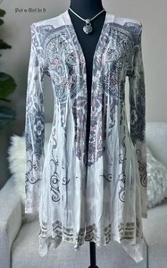 Neu Vocal Damen MEHRFARBIGE KRISTALL BLUMEN CARDIGAN JACKE S Small Y2K - Bild 1 von 4