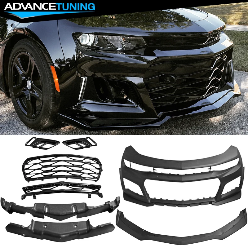 Fits 16-18 Chevy Camaro ZL1 Style Unpainted Front Bumper Cover Conversion w/ Lip - Image 1 of 4