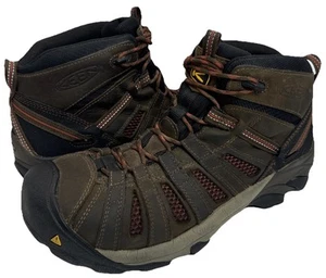 KEEN Voyageur Mens 9.5 D Wide Mid Trail Hiking Boots Brown Red - Picture 1 of 9