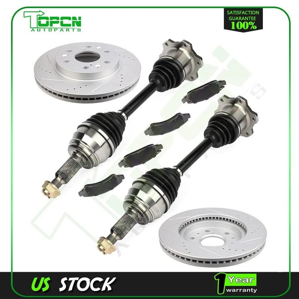 Front CV Axle Brake Pads & Rotors Fit for 2011-2014 GMC Yukon XL 1500 5.3L - Imagem 1 de 4