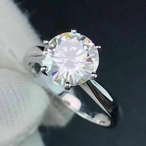 Solitär 2,25 kt Diamant massiv 14 K Weißgold Verlobungsring simuliert Größe 5 - Bild 1 von 4