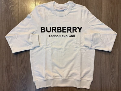 Sudadera Burberry Blanca Logo Cuello Redondo Blanca Mujer Unisex Talla M Foto 1 de 2