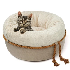 Cat Beds for Indoor Cats - Donut Washable Small Pet Bed, 22 inches Anti-Slip ... - Picture 1 of 7