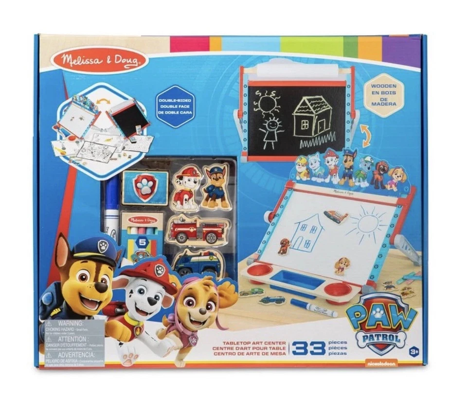 Melissa & Doug PAW Patrol Madera Doble Cara Mesa Centro de Arte 33 Piezas -NUEVO Foto 1 de 2