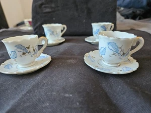 Vintage Floral Miniature Teacup & Saucer Set Of 4 , Made in Japan 8 Total Pieces - Picture 1 of 16
