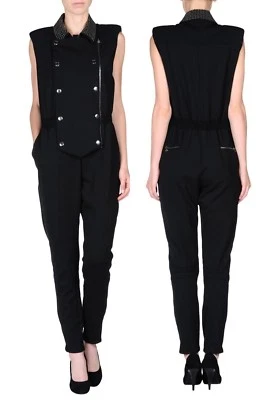 BALMAIN Black Stretch Wool Blend Studded Jump Suit Jumpsuit UK10 FR38 IT42 US6 - Image 1 of 4