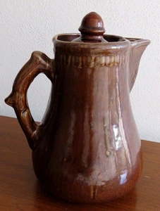 Antique Bennington Rockingham Pottery Large Pitcher w/Lid 8 1/4" - Picture 1 of 12