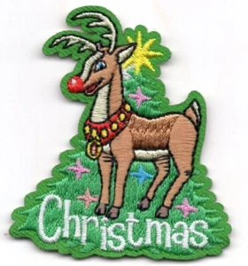 CHRISTMAS Iron On Patch Holiday Reindeer Santa - Picture 1 of 1