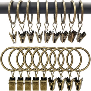 100 Pack 1.26'' Dia Vintage Bronze Finish Metal Curtain Drapery Rings with Clips - Picture 1 of 6