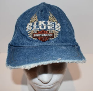 Harley Davidson Cap Genuine Motor Clothes Hat Denim Biker Blues SL Distressed - Picture 1 of 12