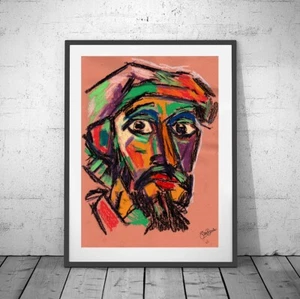 ORIGINAL OIL PASTEL (24x33 inch FRAMED) portrait urban sketch by Steve Bonds - Picture 1 of 9
