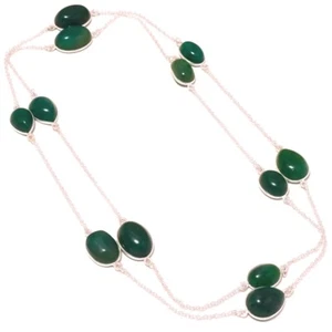 Green Onyx Gemstone Handmade Fashion Ethnic Chain Jewelry Necklace 36" SR 5813 - Picture 1 of 6