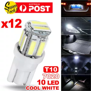 12PCS White T10 7020 10-LED Bulb Car W5W Wedge Dash Roof Stop Parker Plate Light - Picture 1 of 6