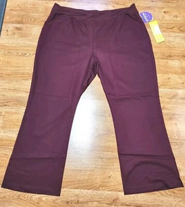 Urbane Womens 3XL Wine Ultimate Slim Fit Yoga Waist Flare Leg Scrub Pants Plus. - Picture 1 of 6