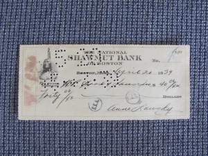 Anne Lansky signierter Scheck Shawmut 1939 H P Hood & Sons Meyer Lansky Mafia Mob - Bild 1 von 2
