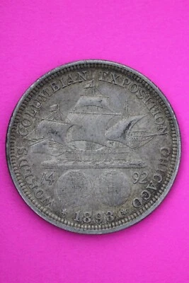 1893 Columbian Chicago Worlds Exposition Commemorative Silver Half Dollar 30 - Image 1 of 4