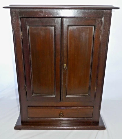 Vintage Mini 22"T Mahogany Display / Storage / Jewelry  Cabinet. Drawer+ Shelves Cover