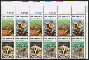 US USA Sc# 1830a MNH FVF PL# BLOCK Coral Reef Elkhorn Chalice Finger Brain Fish - Picture 1 of 1