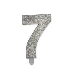 Candelina in cera per compleanno Sweety Numero 7 Argento Glitterata 9cm - Foto 1 di 1