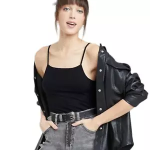 4 Pk Womens Tank Bodysuit Layering Top Black Spaghetti Strap Rib Knit Size M - Picture 1 of 12