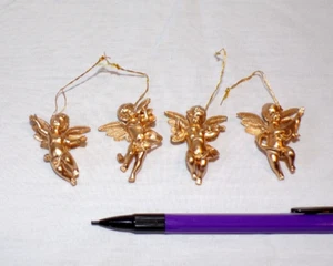 Lot 4 VTG Miniature Dollhouse Christmas Tree Ornament Angel Cherub Instruments - Picture 1 of 2