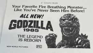 GODZILLA 1985 Movie Mini Ad Sheet Vintage Promo Advertising Poster Clip Art