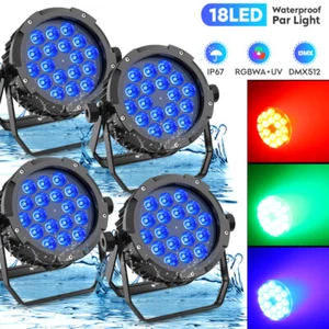 4pcs 18LED 270W Waterproof RGBWA+UV Par Light DMX Stage DJ Par Can Spot Light - Picture 1 of 15