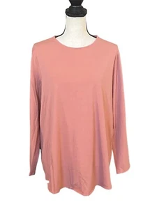 Pure J. Jill Plus Size 2X Long Sleeve Shirt Tail Tee Pima Cotton Dusty Pink - Imagen 1 de 7