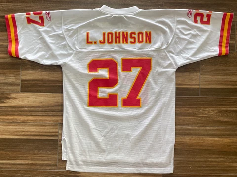 Larry Johnson Kansas City Chiefs Reebok On Field Jersey - Men's Medium White 27 Cover