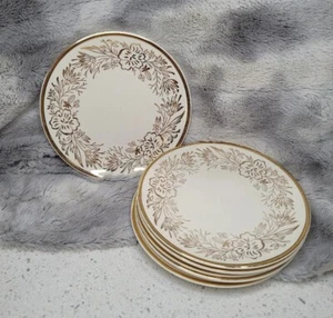 Pearl China Co. Cream Color Fine China Dessert Plates, 6 inch, 22K Gold - Picture 1 of 5