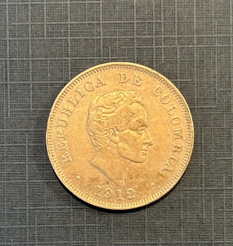 Colombia 50 Centavos Large Coin 1912 Rare Coin Cover