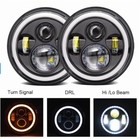 2Pcs 7'' Round White & Yellow Halo LED Car Truck Headlight DRL Turn Signal Light