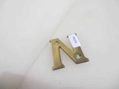 Vintage Brass Shop Letter "N" Sign Old Plaque Name Initial 2"H Cover