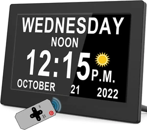 ,Dementia Clock with 19 Alarms, Auto DST & Dimming Clock for Wall and Table, Cal - Picture 1 of 10